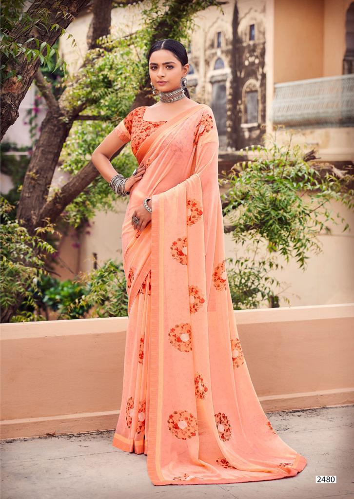 Kashvi Sunheri Ethnic Wear Printed Fancy Georgette Saree Collection
